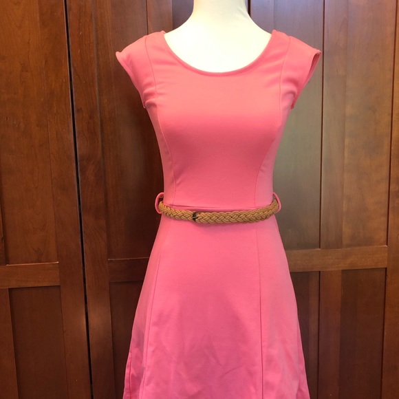 Bow Back Pink Dress with Belt - Picture 3 of 6
